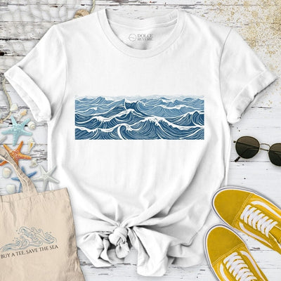 Line Waves T-Shirt - Ocean Graphic Tee - Gift for Ocean Lovers - Unisex