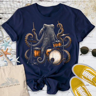 Wild Octopus Drummer T-Shirt - Ocean Graphic Tee - Gift for Ocean Lovers - Unisex