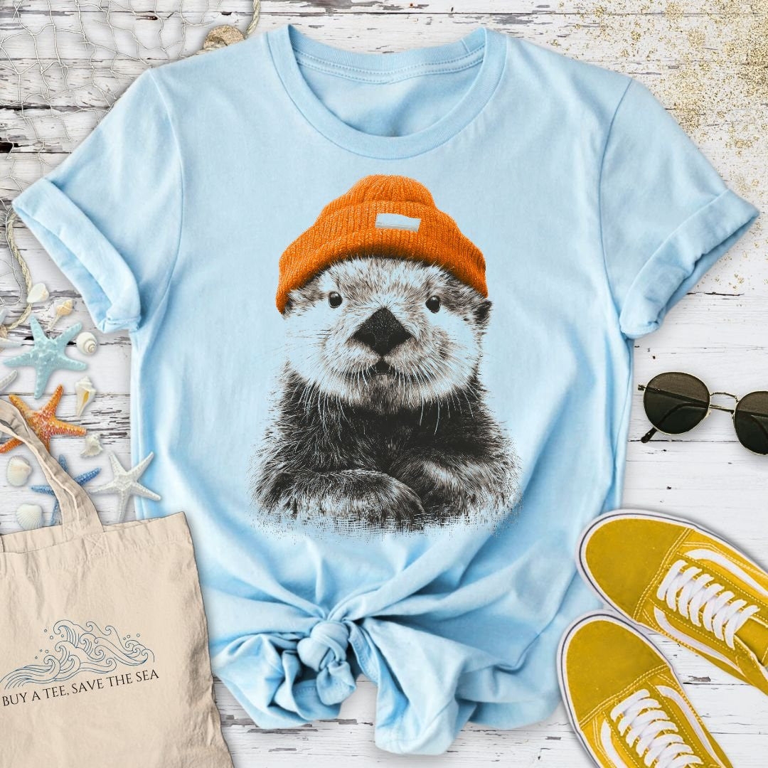 Winter Otter T-Shirt - Ocean Graphic Tee - Gift for Ocean Lovers - Unisex