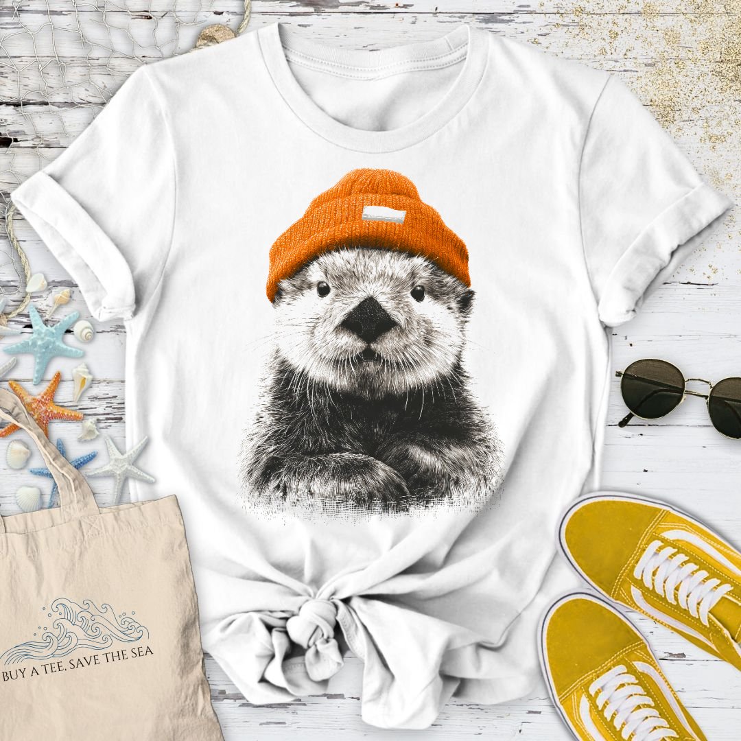 Winter Otter T-Shirt - Ocean Graphic Tee - Gift for Ocean Lovers - Unisex
