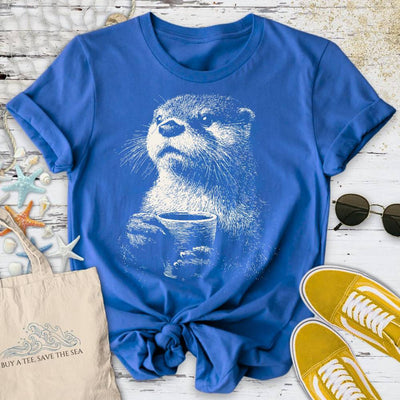 Coffee Otter T-Shirt - Ocean Graphic Tee - Gift for Ocean Lovers - Unisex