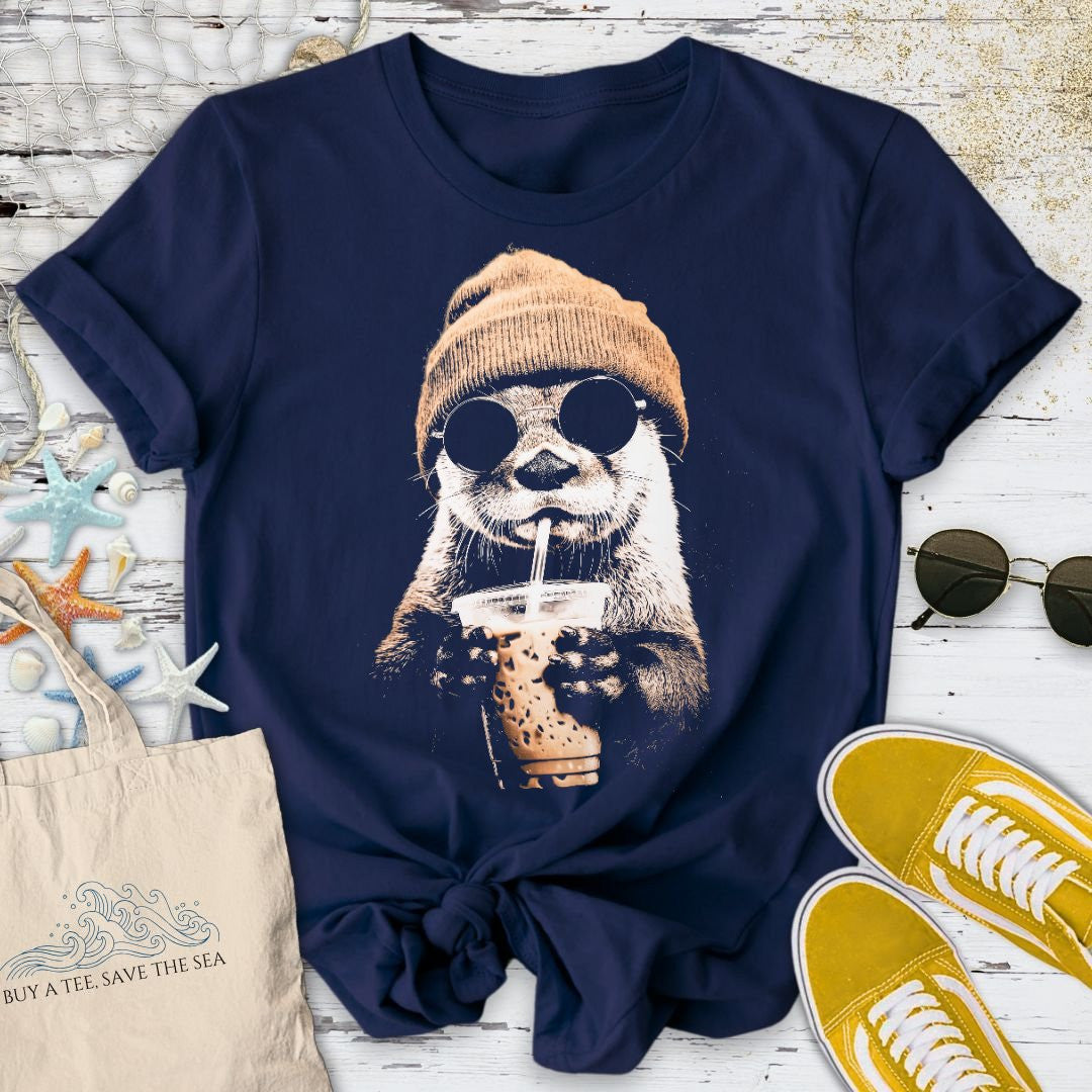 Hipster Otter T-Shirt - Ocean Graphic Tee - Gift for Ocean Lovers - Unisex