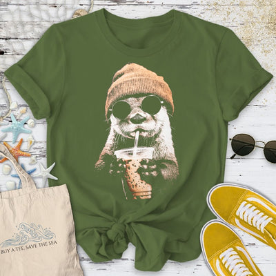Hipster Otter T-Shirt - Ocean Graphic Tee - Gift for Ocean Lovers - Unisex