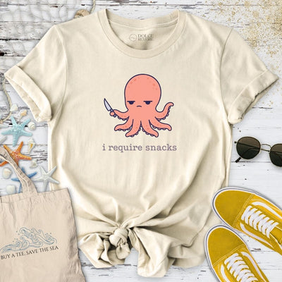 I Require Snacks Octopus T-Shirt - Ocean Graphic Tee - Gift for Ocean Lovers - Unisex