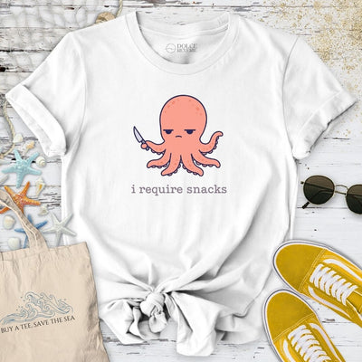I Require Snacks Octopus T-Shirt - Ocean Graphic Tee - Gift for Ocean Lovers - Unisex