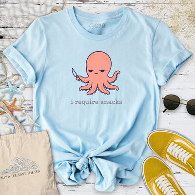 I Require Snacks Octopus T-Shirt - Ocean Graphic Tee - Gift for Ocean Lovers - Unisex