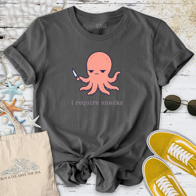 I Require Snacks Octopus T-Shirt - Ocean Graphic Tee - Gift for Ocean Lovers - Unisex
