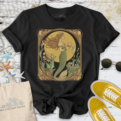 Golden Mermaid T-Shirt - Ocean Graphic Tee - Gift for Ocean Lovers - Unisex