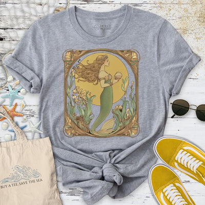 Golden Mermaid T-Shirt - Ocean Graphic Tee - Gift for Ocean Lovers - Unisex