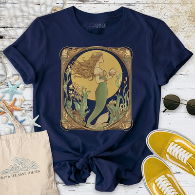 Golden Mermaid T-Shirt - Ocean Graphic Tee - Gift for Ocean Lovers - Unisex
