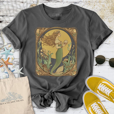 Golden Mermaid T-Shirt - Ocean Graphic Tee - Gift for Ocean Lovers - Unisex