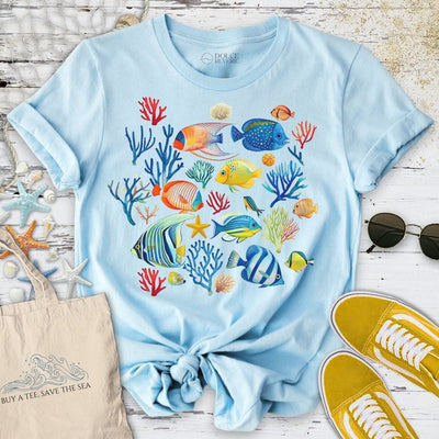 Tropical Fish T-Shirt - Ocean Graphic Tee - Gift for Ocean Lovers - Unisex