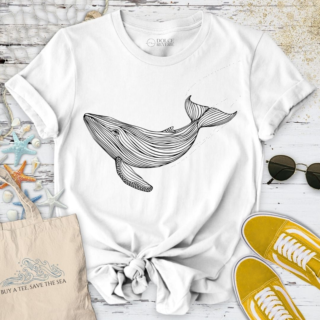 Whale Line Art T-Shirt - Ocean Graphic Tee - Gift for Ocean Lovers - Unisex