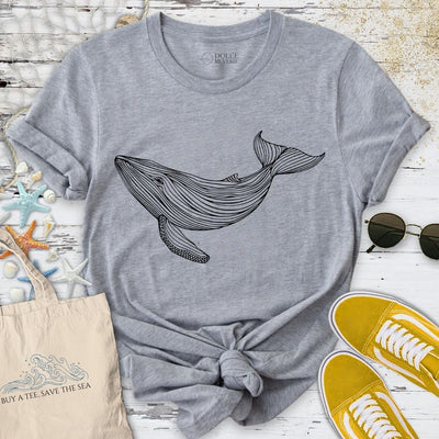 Whale Line Art T-Shirt - Ocean Graphic Tee - Gift for Ocean Lovers - Unisex