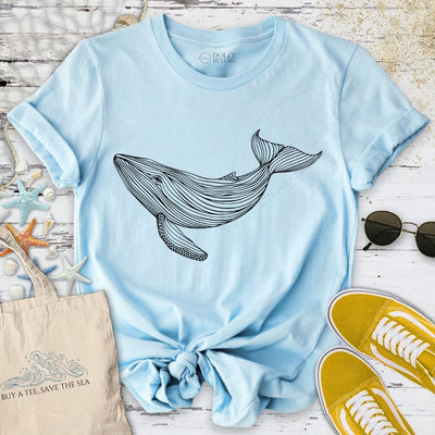 Whale Line Art T-Shirt - Ocean Graphic Tee - Gift for Ocean Lovers - Unisex