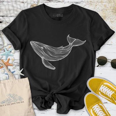 Whale Line Art T-Shirt - Ocean Graphic Tee - Gift for Ocean Lovers - Unisex