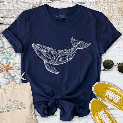 Whale Line Art T-Shirt - Ocean Graphic Tee - Gift for Ocean Lovers - Unisex