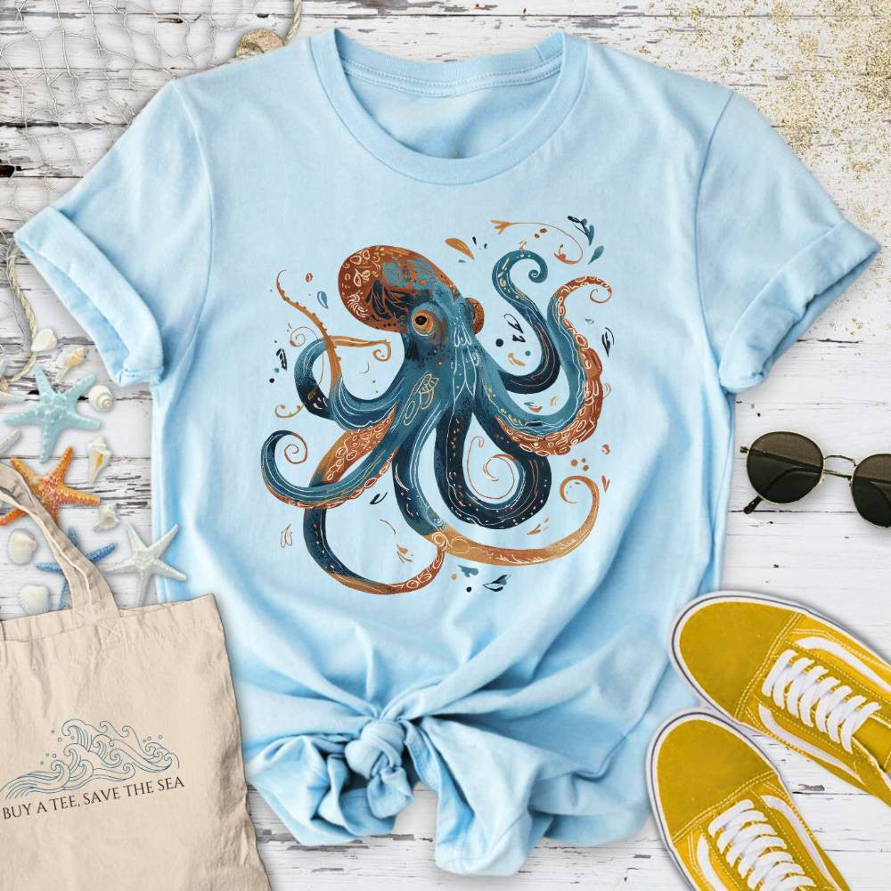 Boho Octopus T-Shirt - Ocean Graphic Tee - Gift for Ocean Lovers - Unisex