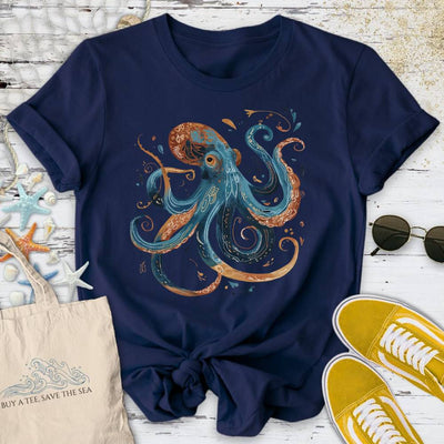 Boho Octopus T-Shirt - Ocean Graphic Tee - Gift for Ocean Lovers - Unisex