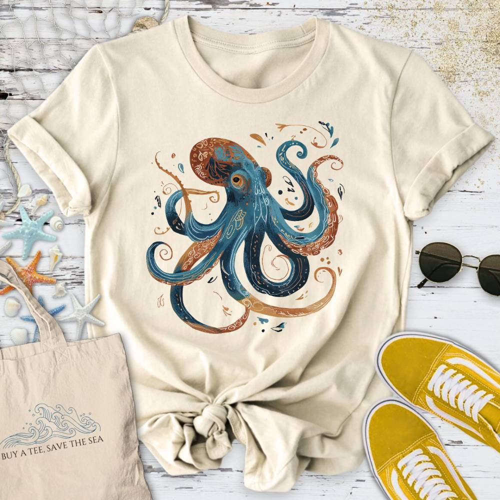 Boho Octopus T-Shirt - Ocean Graphic Tee - Gift for Ocean Lovers - Unisex