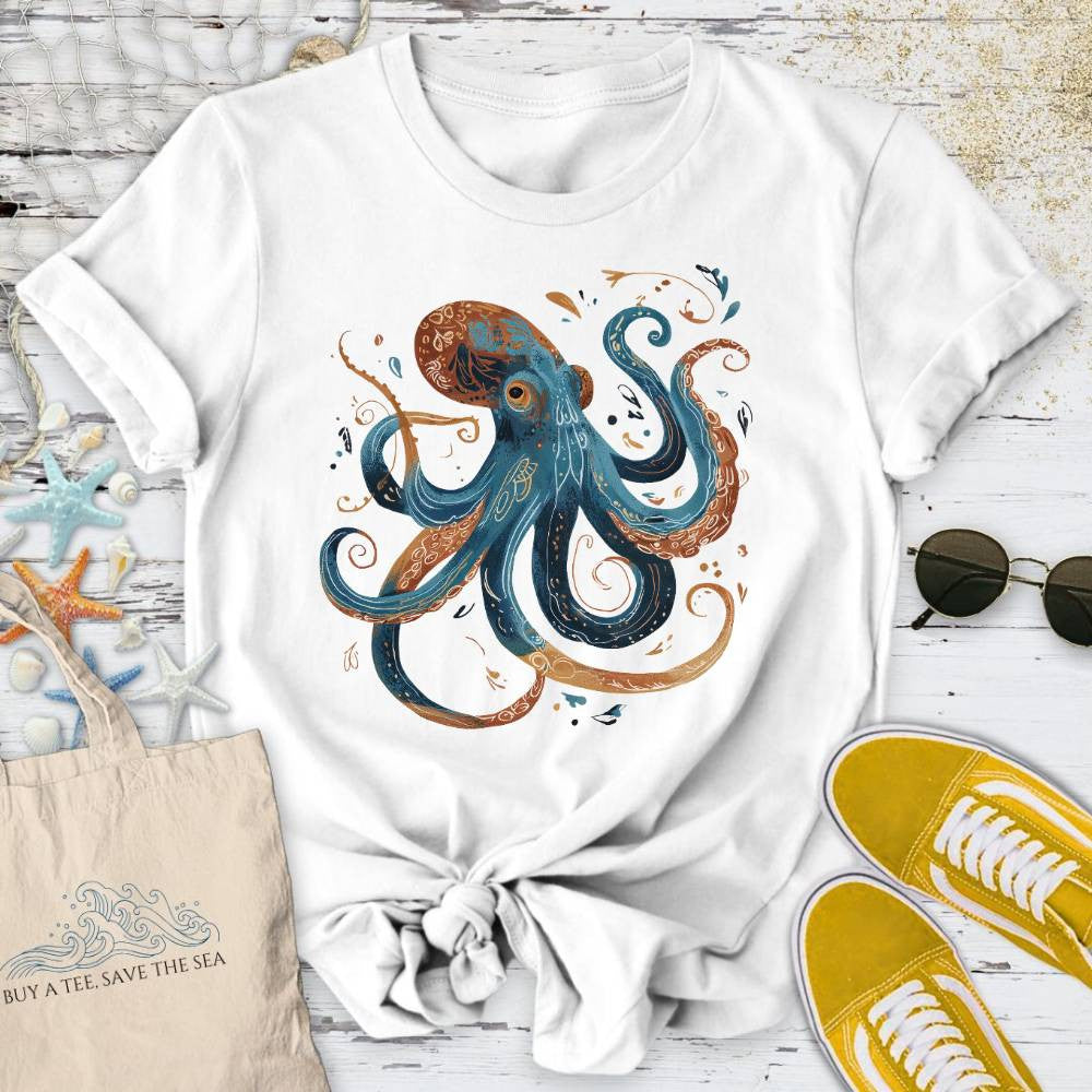 Boho Octopus T-Shirt - Ocean Graphic Tee - Gift for Ocean Lovers - Unisex
