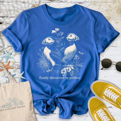 Distracted By Puffins T-Shirt - Ocean Graphic Tee - Gift for Ocean Lovers - Unisex