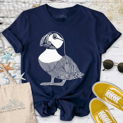 Puffin Line Art T-Shirt - Ocean Graphic Tee - Gift for Ocean Lovers - Unisex