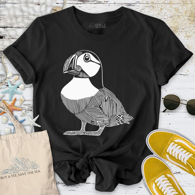 Puffin Line Art T-Shirt - Ocean Graphic Tee - Gift for Ocean Lovers - Unisex