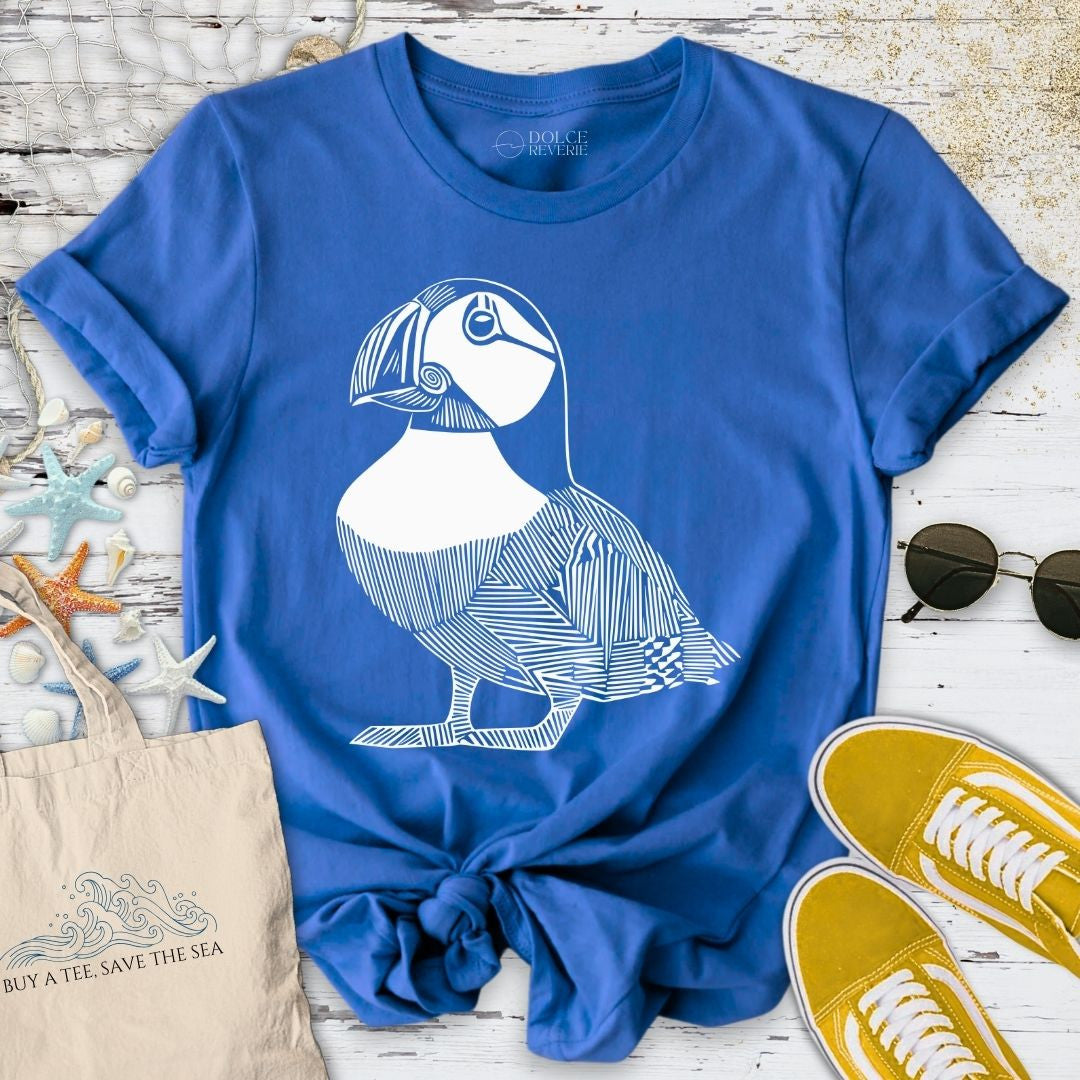Puffin Line Art T-Shirt - Ocean Graphic Tee - Gift for Ocean Lovers - Unisex