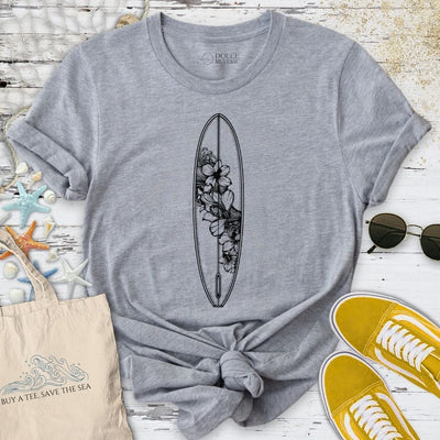 Flowers Surf T-Shirt - Ocean Graphic Tee - Gift for Ocean Lovers - Unisex