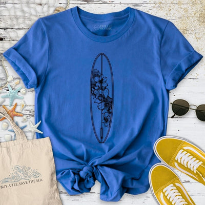 Flowers Surf T-Shirt - Ocean Graphic Tee - Gift for Ocean Lovers - Unisex