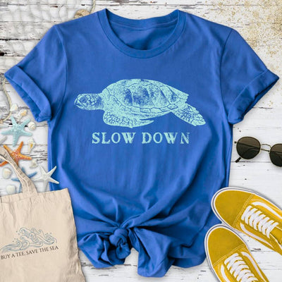Slow Down Turtle T-Shirt - Ocean Graphic Tee - Gift for Ocean Lovers - Unisex