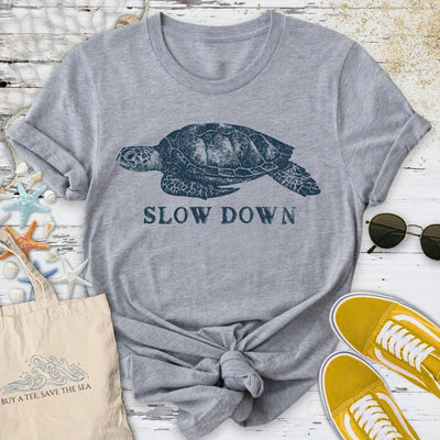 Slow Down Turtle T-Shirt - Ocean Graphic Tee - Gift for Ocean Lovers - Unisex