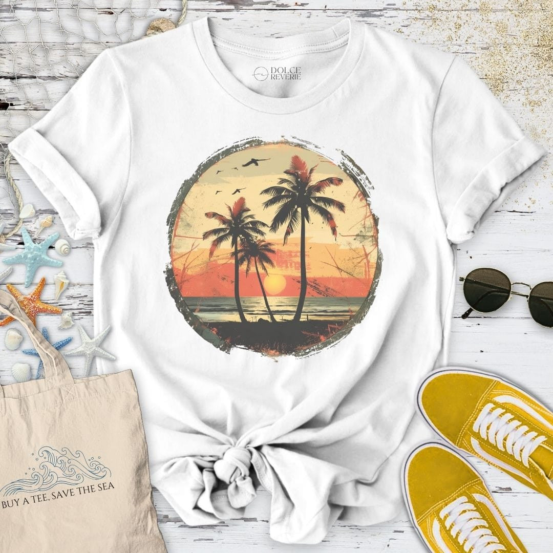 Vintage Tropical Seascape T-Shirt - Ocean Graphic Tee - Gift for Ocean Lovers - Unisex