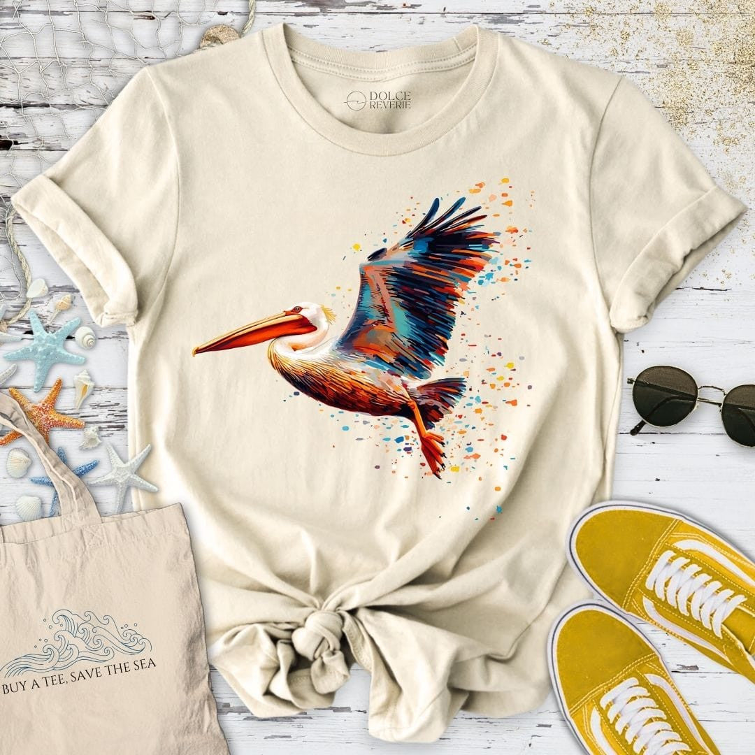 Glitchy Pelican T-Shirt - Ocean Graphic Tee - Gift for Ocean Lovers - Unisex