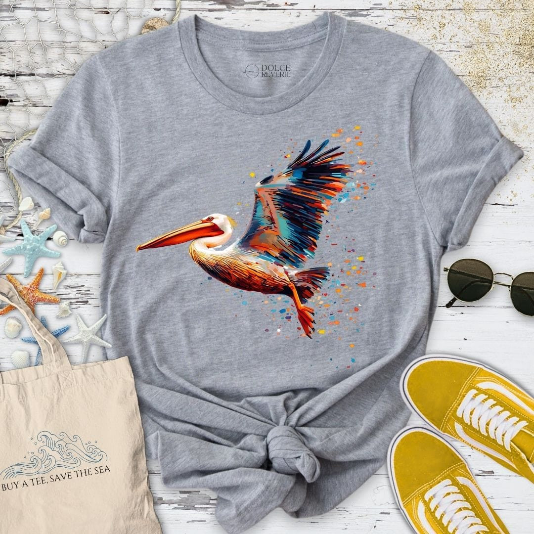 Glitchy Pelican T-Shirt - Ocean Graphic Tee - Gift for Ocean Lovers - Unisex