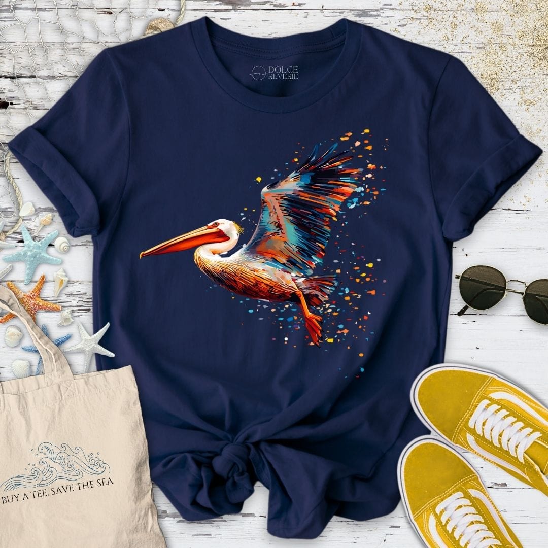 Glitchy Pelican T-Shirt - Ocean Graphic Tee - Gift for Ocean Lovers - Unisex