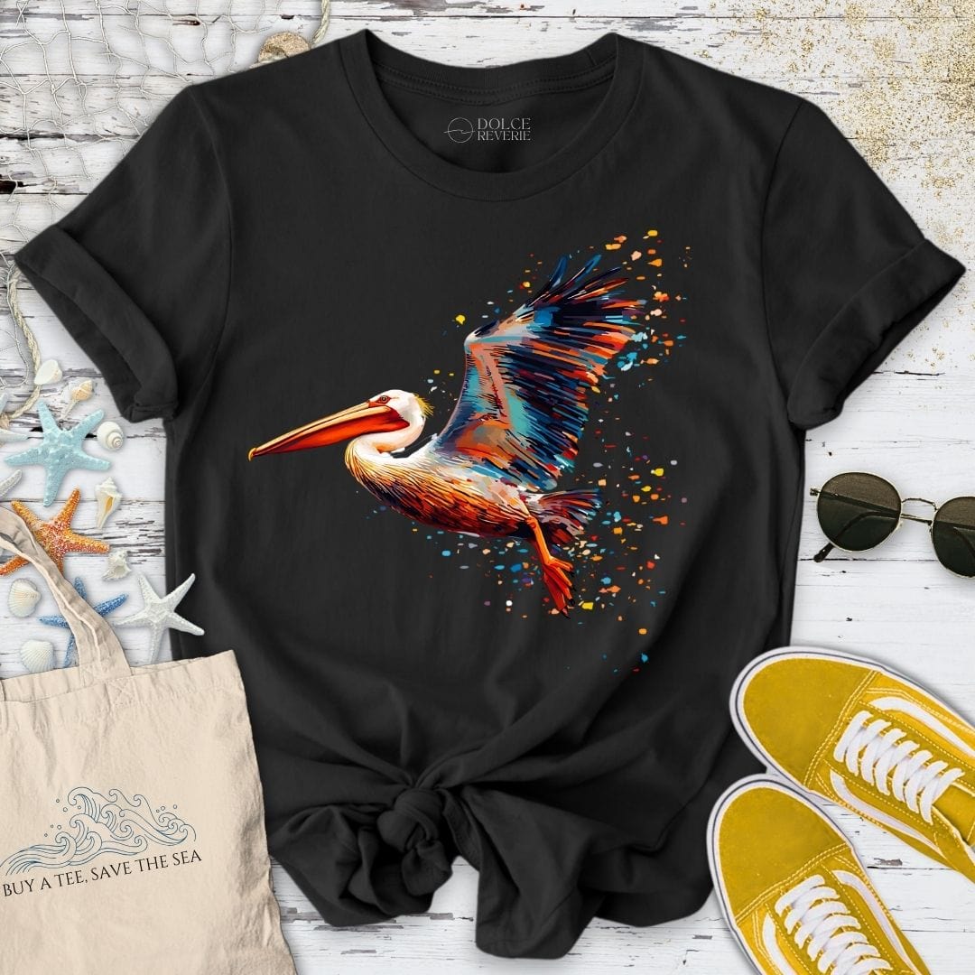 Glitchy Pelican T-Shirt - Ocean Graphic Tee - Gift for Ocean Lovers - Unisex