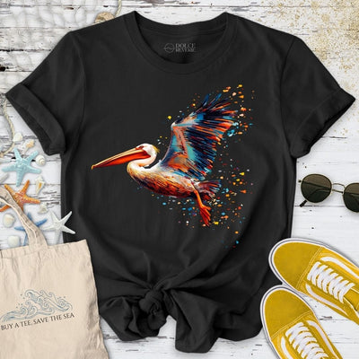 Glitchy Pelican T-Shirt - Ocean Graphic Tee - Gift for Ocean Lovers - Unisex