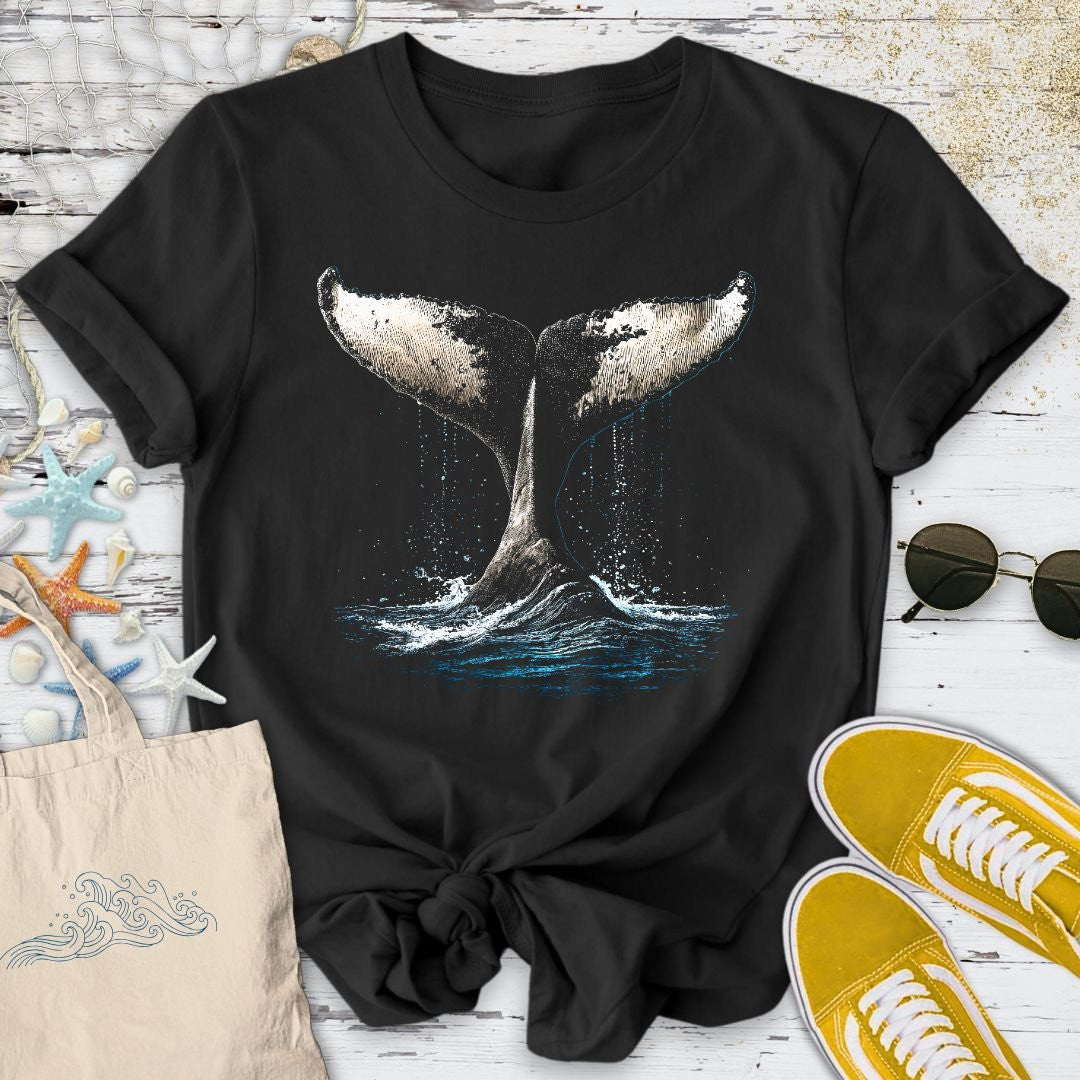Humpback Whale Tail T-Shirt - Ocean Graphic Tee - Gift for Ocean Lovers - Unisex