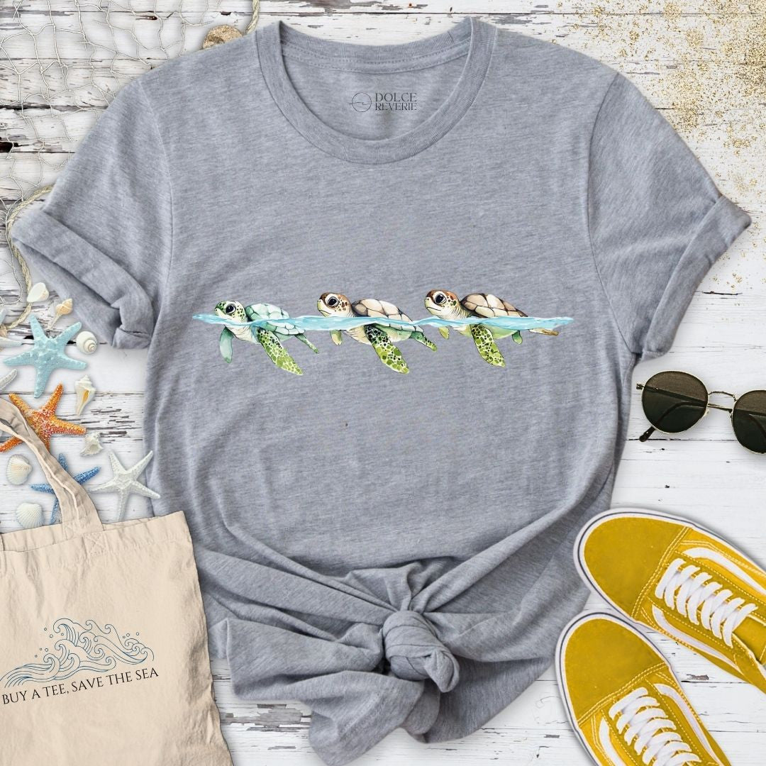 3 Turtles Watercolor T-Shirt - Ocean Graphic Tee - Gift for Ocean Lovers - Unisex