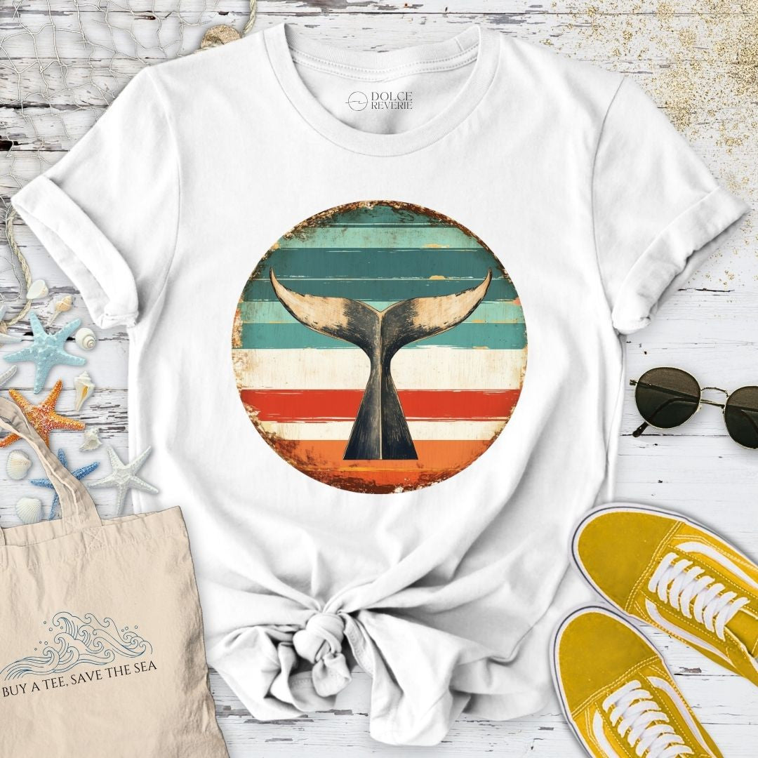 Retro Whale Tail T-Shirt - Ocean Graphic Tee - Gift for Ocean Lovers - Unisex