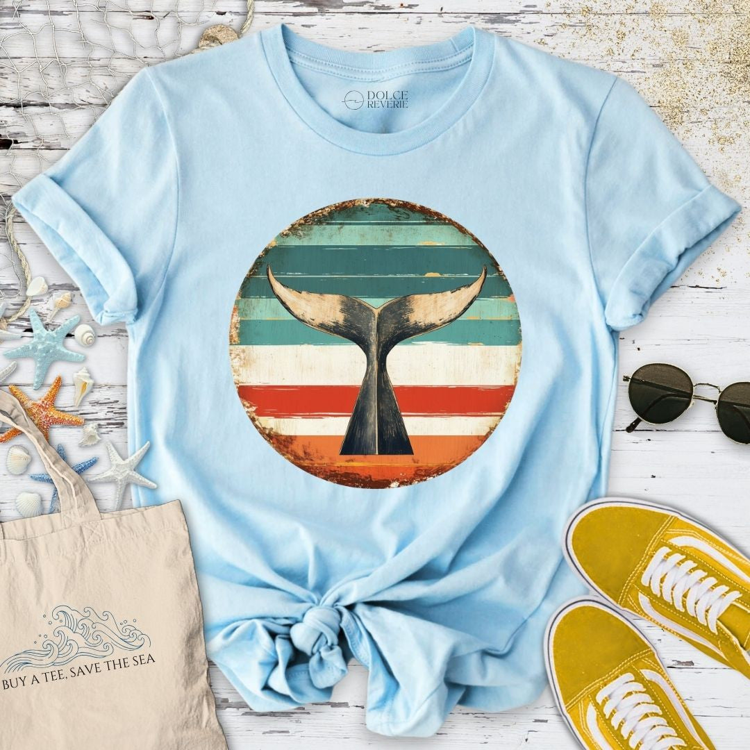 Retro Whale Tail T-Shirt - Ocean Graphic Tee - Gift for Ocean Lovers - Unisex