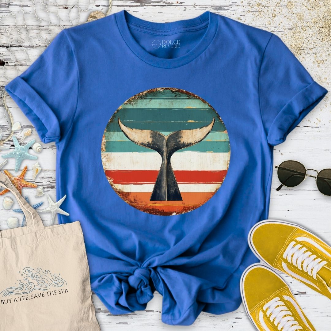 Retro Whale Tail T-Shirt - Ocean Graphic Tee - Gift for Ocean Lovers - Unisex