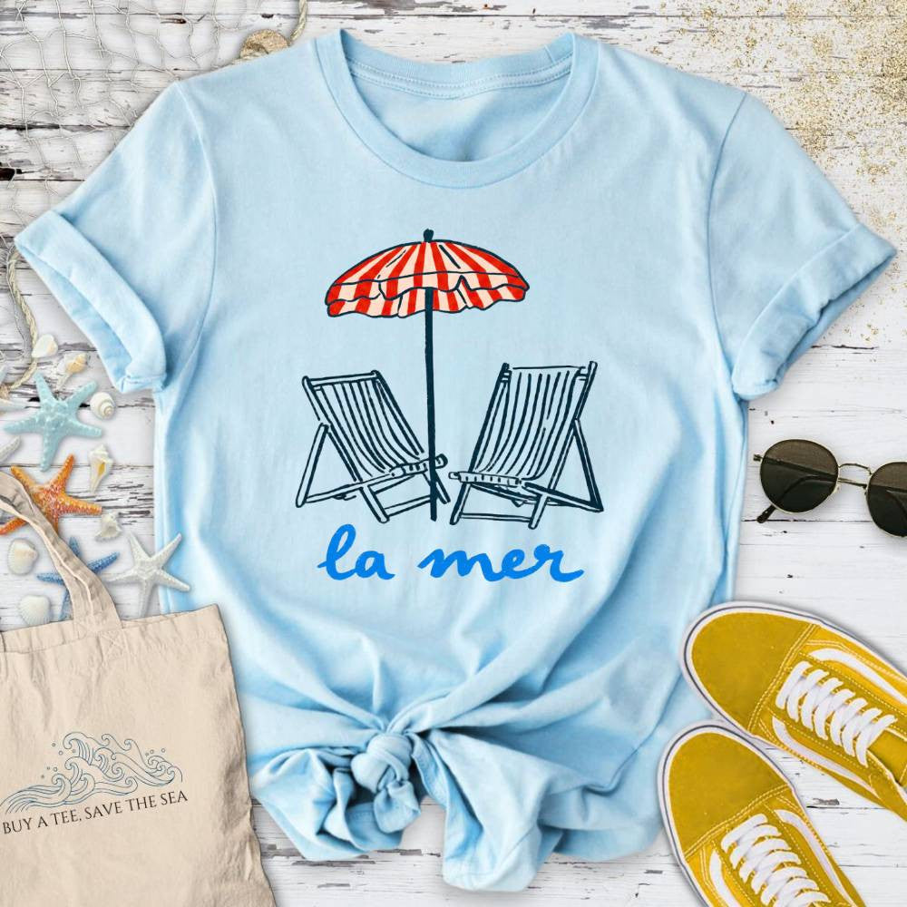La Mer, Beach T-Shirt - Ocean Graphic Tee - Gift for Ocean Lovers - Unisex