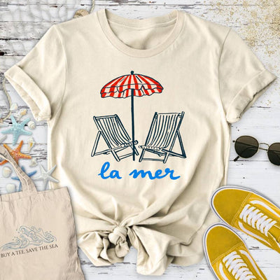 La Mer, Beach T-Shirt - Ocean Graphic Tee - Gift for Ocean Lovers - Unisex