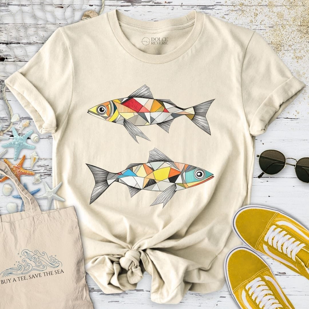 Geometric Sardines T-Shirt - Ocean Graphic Tee - Gift for Ocean Lovers - Unisex
