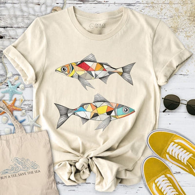 Geometric Sardines T-Shirt - Ocean Graphic Tee - Gift for Ocean Lovers - Unisex