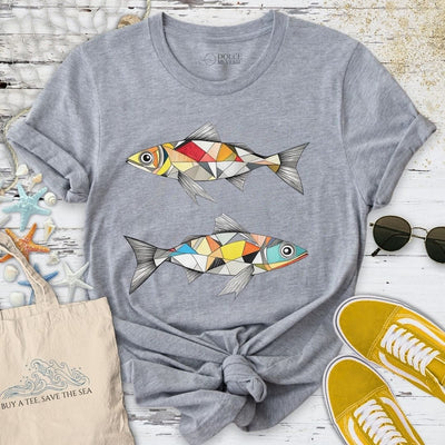Geometric Sardines T-Shirt - Ocean Graphic Tee - Gift for Ocean Lovers - Unisex
