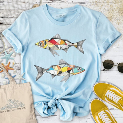 Geometric Sardines T-Shirt - Ocean Graphic Tee - Gift for Ocean Lovers - Unisex
